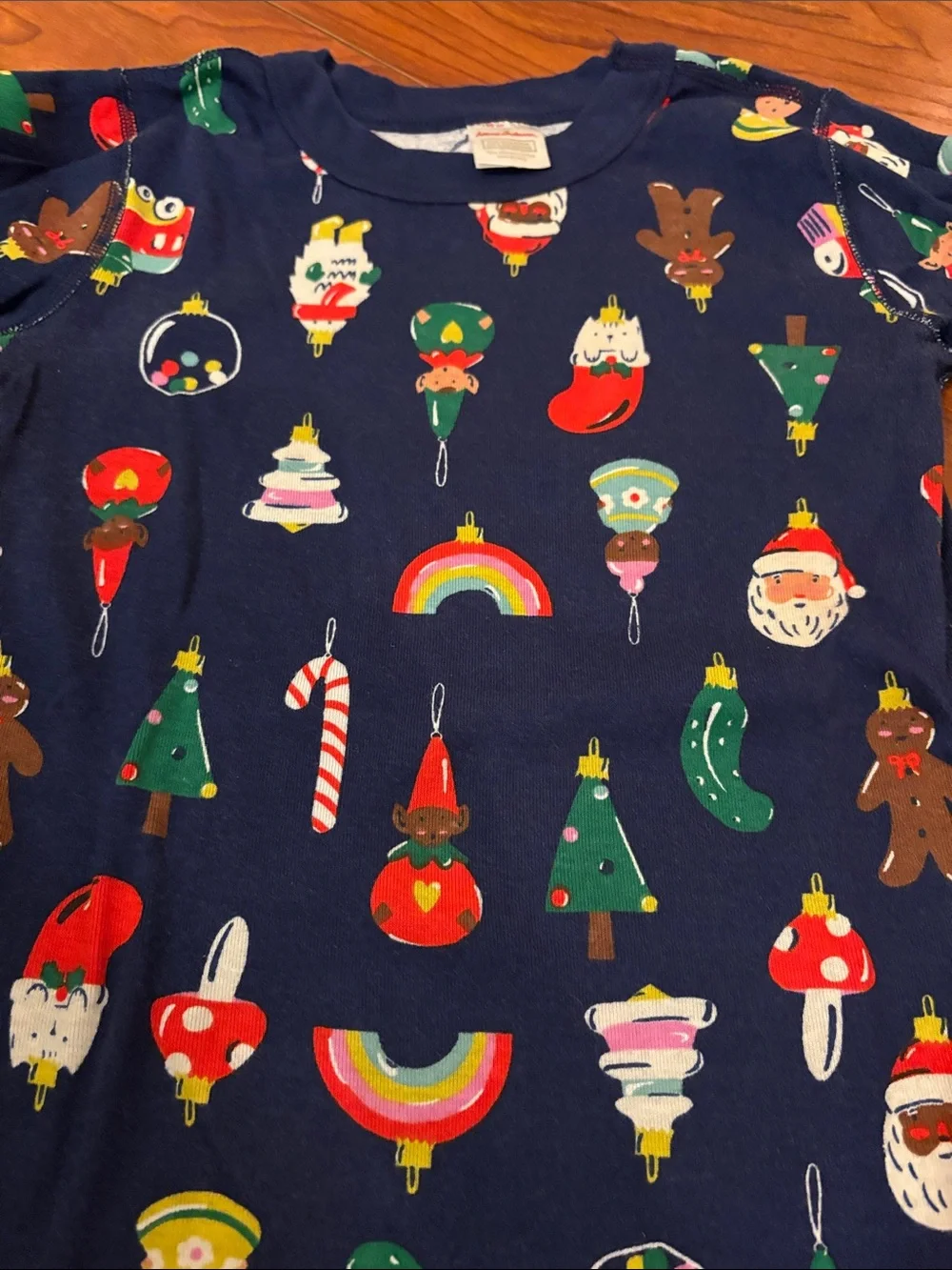 Hanna Andersson Navy Holiday Ornament & Gingerbread Kids Pajama Set